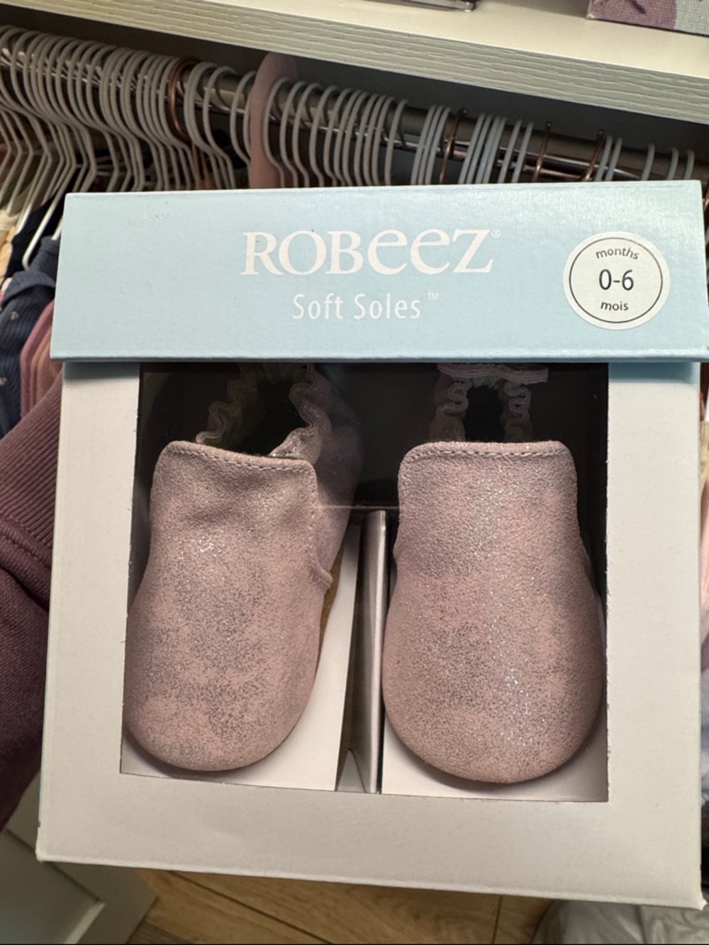 Robeez Soft Soles Baby Shoes - Shimmery Light Pink
